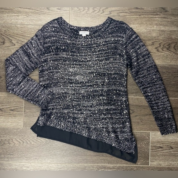 Sparkly pullover sweater sheer trim size small - Picture 2 of 7